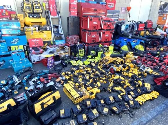 Four suspects of a crime fence operation were arrested for allegedly stealing over $300,000 worth of tools and merchandise from stores across Southern California. (Los Angeles County Sheriff Department)